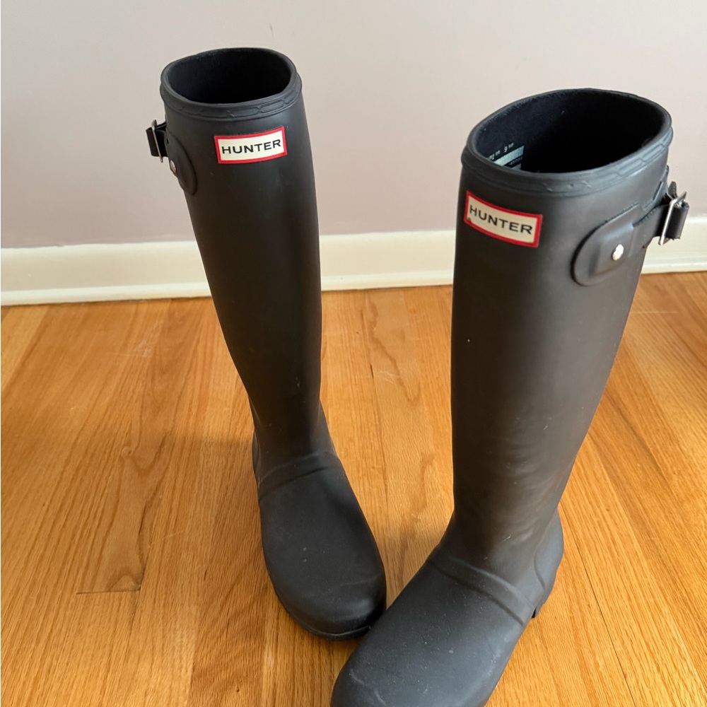 Hunter Black Interior Travel Rain Boots
